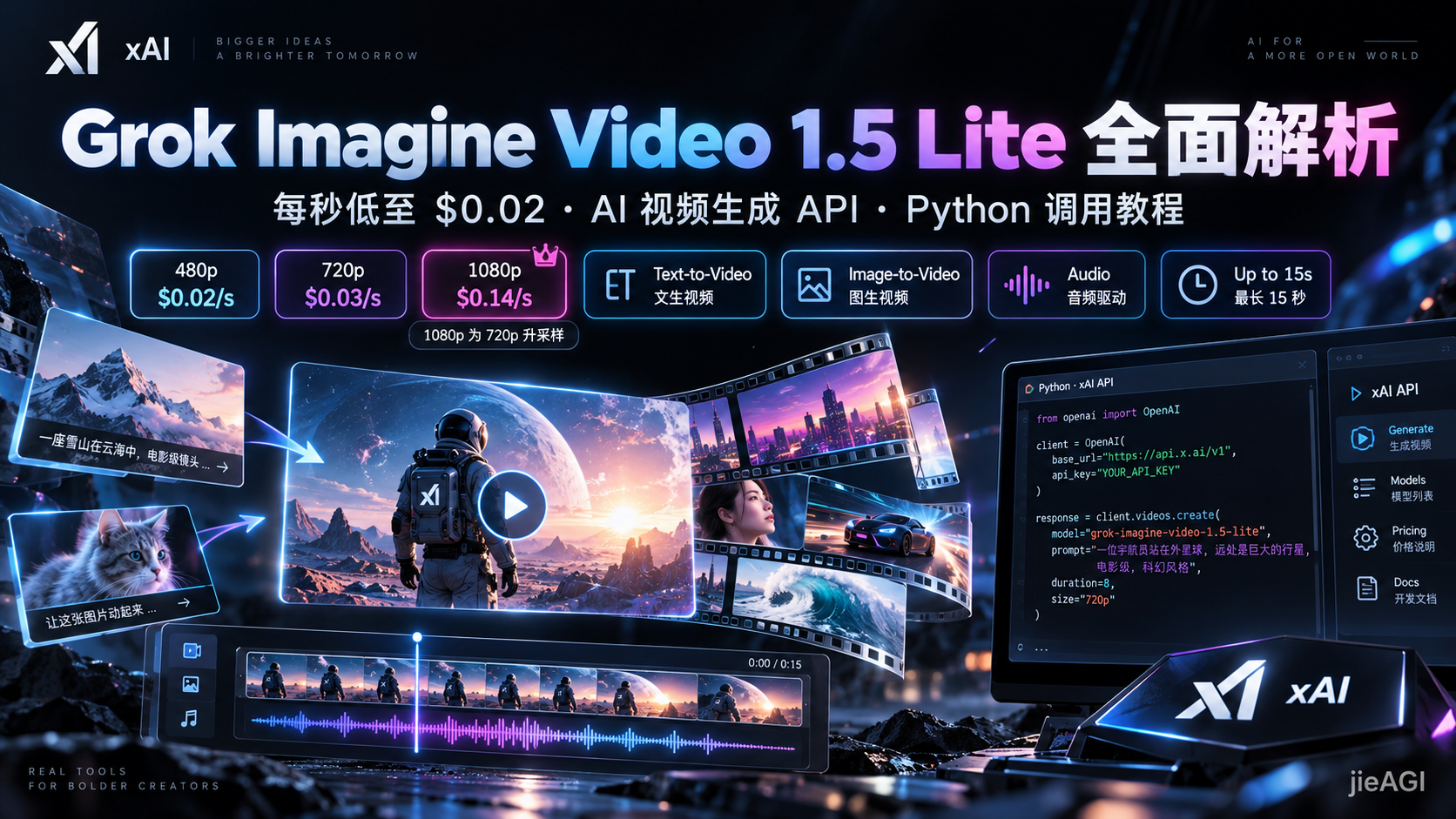 Grok Imagine Video 1.5 Lite 怎么用？xAI 视频 API 价格、Python 调用、1080p 与视频生成教程